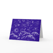 Tarjeta de felicitación "Moon and Stars" (WH/BLU/P