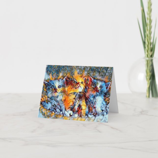 Tarjeta de felicitación Mosaic Kittens Blank (Anverso)