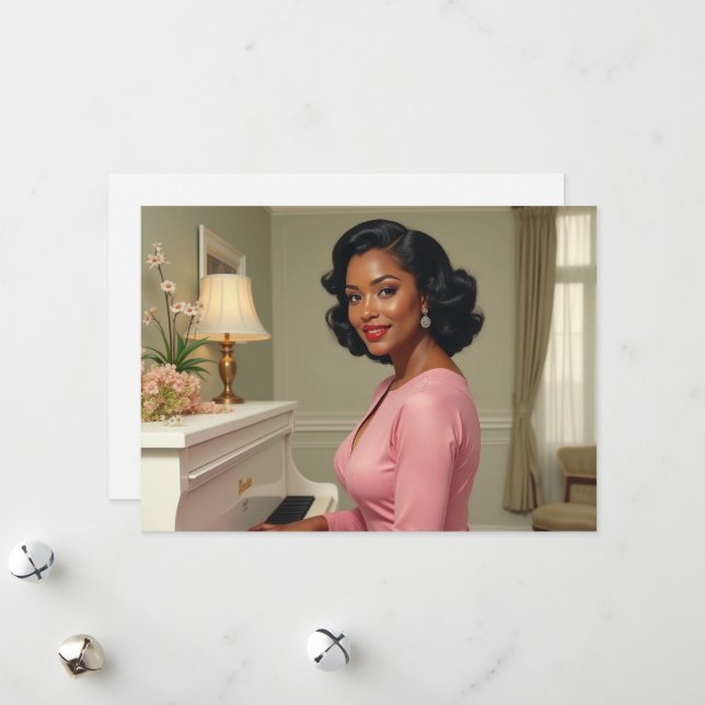 Tarjeta de felicitación Mujer Negra Cumpleaños Gra (Anverso/Reverso In Situ)