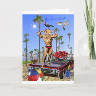 Tarjeta de felicitación Muscle Santa