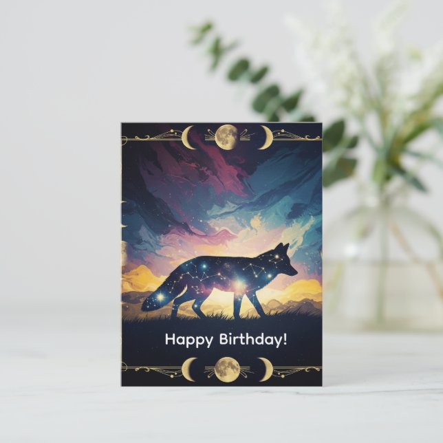 Tarjeta de felicitación Mystical Fox (Anverso de pie)