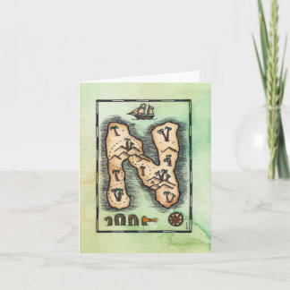Tarjeta de felicitación "N" Alphabet Treasure Isla
