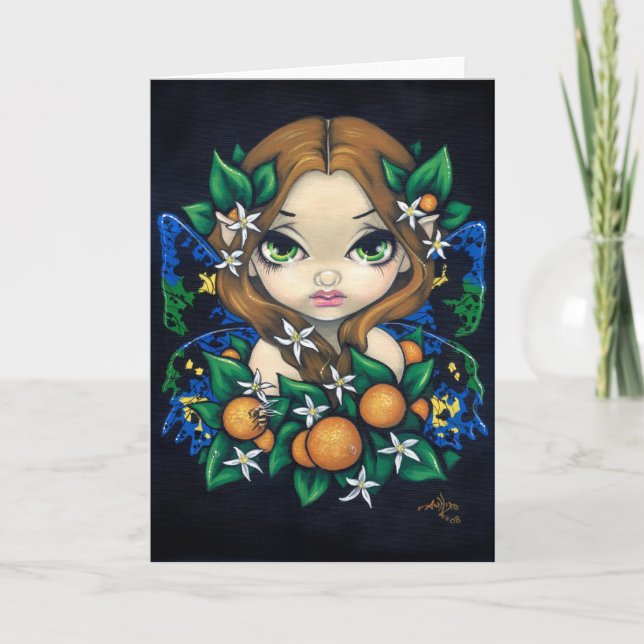 Tarjeta de felicitación "Naranja Blossom Fairy" (Anverso)