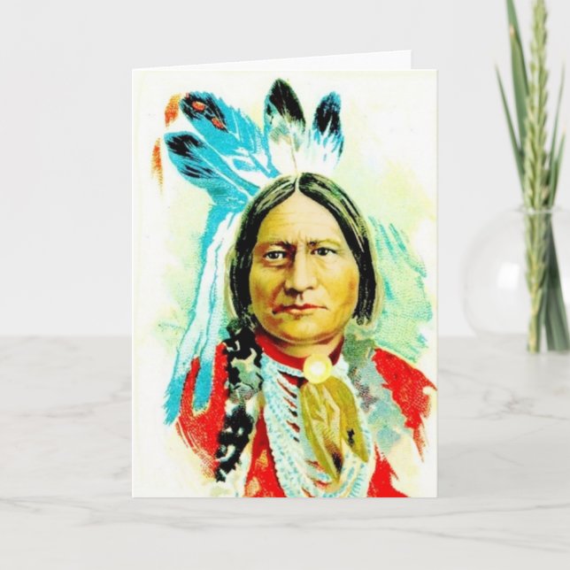 Tarjeta de felicitación nativa americana con botón (Anverso)