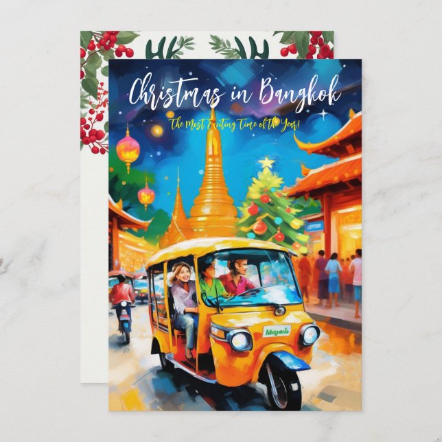 Tarjeta de Felicitación 'Navidad Lejos en Bangkok' (Anverso / Reverso)