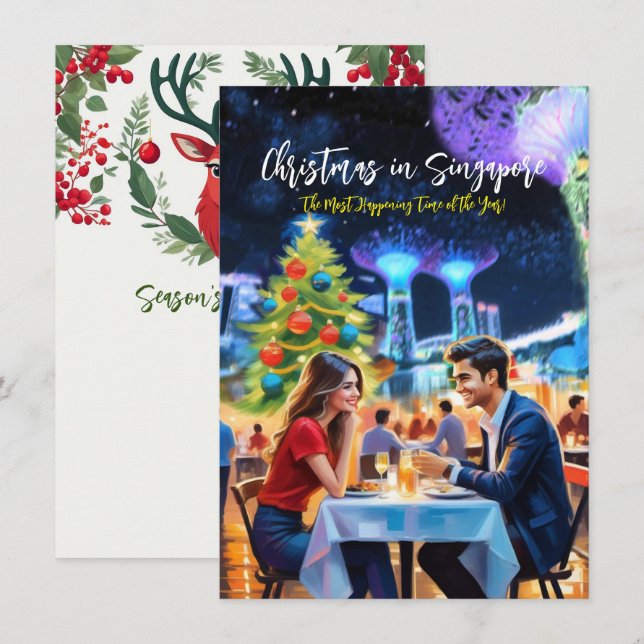 Tarjeta de felicitación "Navidades en Singapur" (Anverso / Reverso)