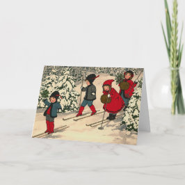 Tarjeta de felicitación "Navidades esquiando"