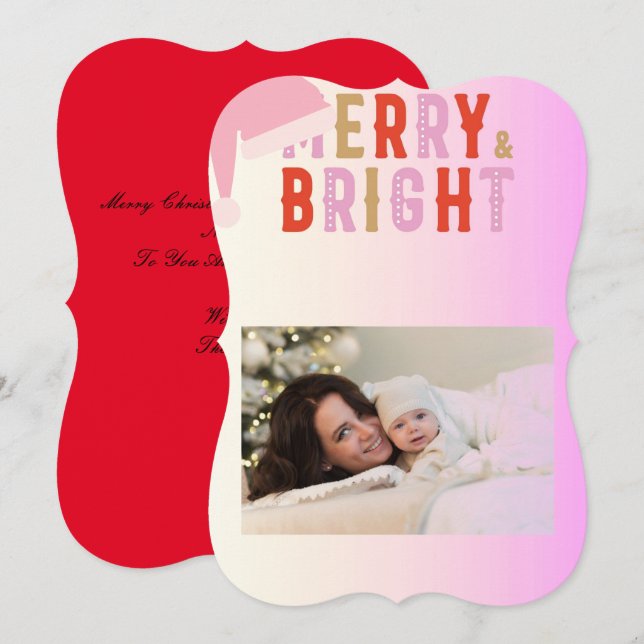 tarjeta de felicitación navideña alegre y brillant (Anverso / Reverso)