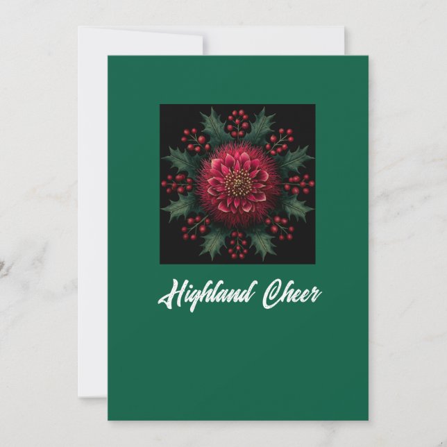 Tarjeta de Felicitación Navideña con Diseño Floral (Anverso)