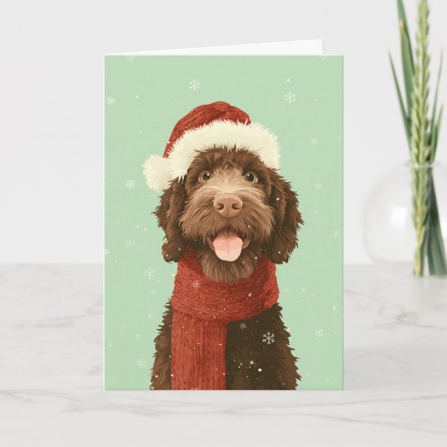 Tarjeta de Felicitación Navideña con Labradoodle d (Anverso)