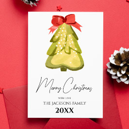 Tarjeta de Felicitación Navideña con lazo rojo de