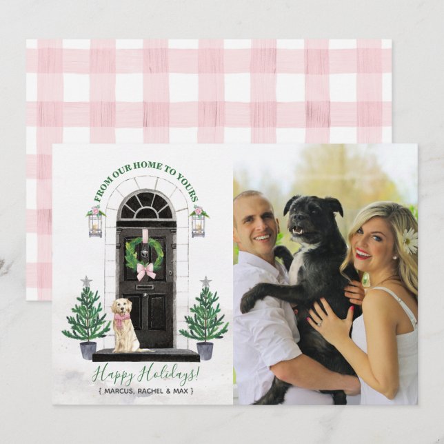 Tarjeta de Felicitación Navideña con Retriever Dor (Anverso / Reverso)