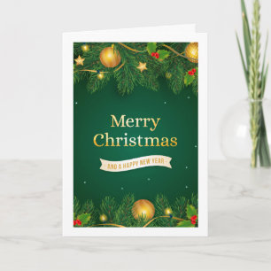 Tarjeta de felicitación navideña con Santa y Nieve