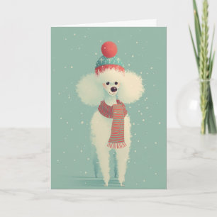 Tarjeta de Felicitación Navideña de Caniche Blanco