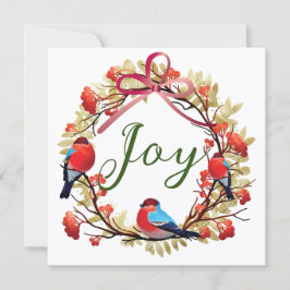 Tarjeta de felicitación navideña de corona floral