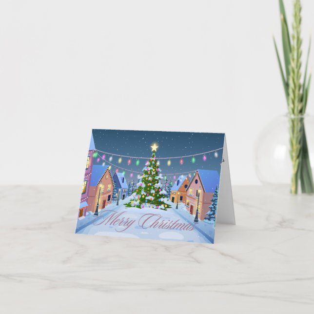 Tarjeta de felicitación navideña de Feliz (Anverso)