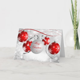 Tarjeta de felicitación navideña de Feliz - Rojo y