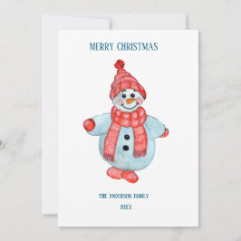 tarjeta de felicitación navideña de un muñeco de n