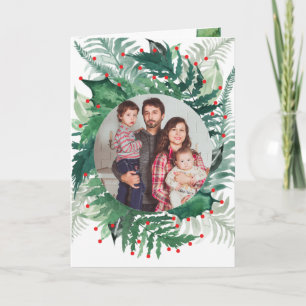 Tarjeta de Felicitación Navideña Festiva Verde Roj