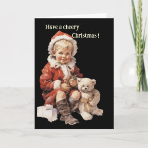 Tarjeta de felicitación navideña infantil antigua