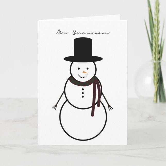 Tarjeta de felicitación navideña "Mr Snowman" (5"  (Anverso)
