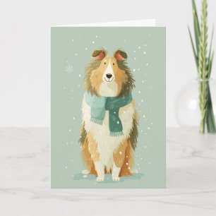 Tarjeta de Felicitación Navideña para Collie