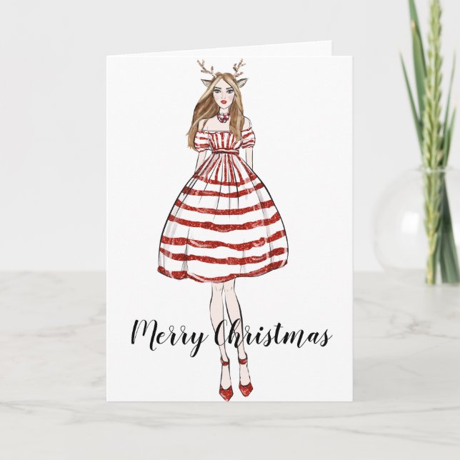 Tarjeta de felicitación navideña plegada de navida (Anverso)