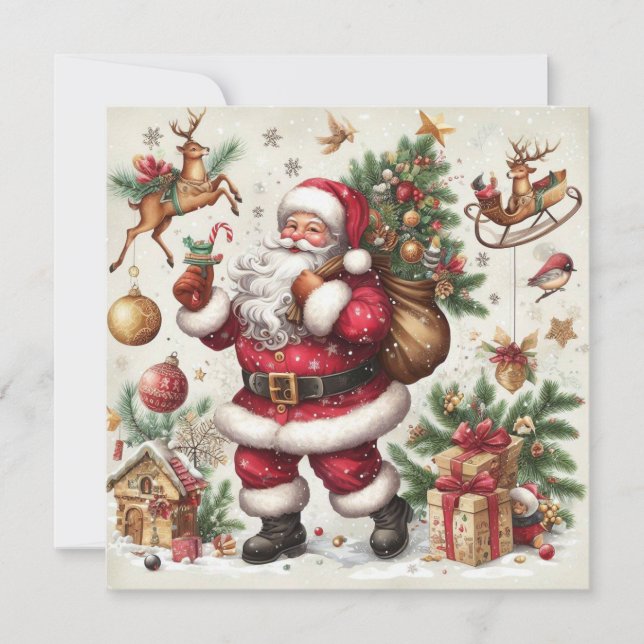 Tarjeta de felicitación navideña Santa Merry (Anverso)
