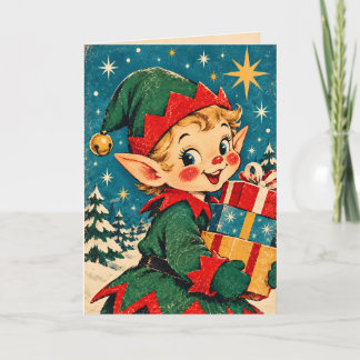 Tarjeta de Felicitación Navideña Vintage Retro Due