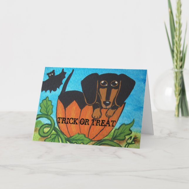 Tarjeta de felicitación negra de la calabaza de (Anverso)