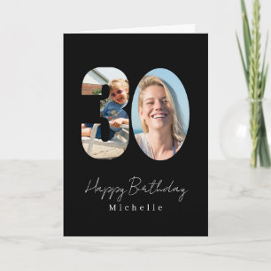 Tarjeta de felicitación negra personalizada con fo