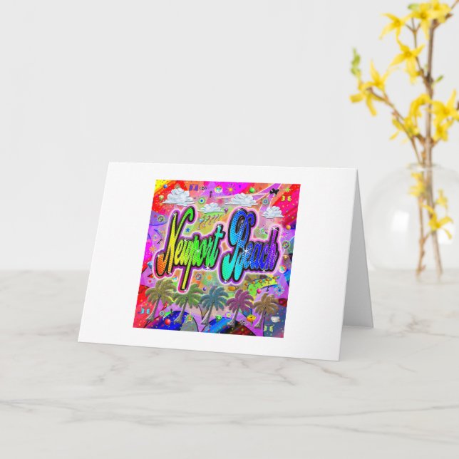 Tarjeta de felicitación Newport Beach Vista Expres (flor amarilla)