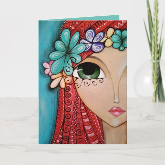 Tarjeta de Felicitación - Niña Caprichosa Posando (Anverso)