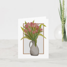 Tarjeta de felicitación/nota con tulipán rosa en u