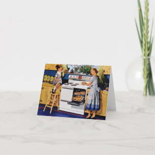 Tarjeta de felicitación/Nota de cocina retro madre