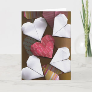 Tarjeta de felicitación / nota de corazones de ori