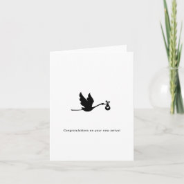 Tarjeta de Felicitación, nueva llegada, cigüeña, a