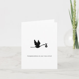 Tarjeta de Felicitación, nueva llegada, cigüeña, a