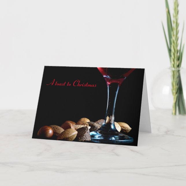 Tarjeta de felicitación nuts del vino del navidad (Anverso)