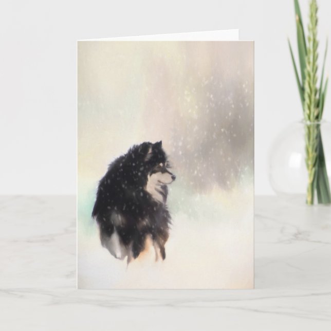 Tarjeta de felicitación o Navidad de Lapphund finl (Anverso)