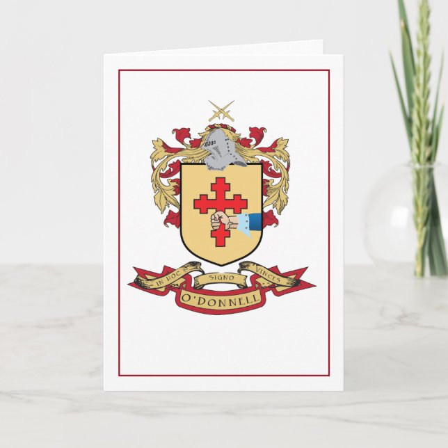 Tarjeta de felicitación O'Donnell Family Crest Bla (Anverso)