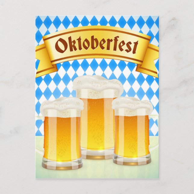 Tarjeta de felicitación Oktoberfest con cerveza (Anverso)