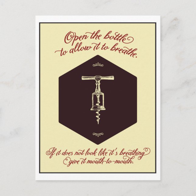 Tarjeta de felicitación "Open the Bottle of Wine"  (Anverso)