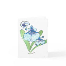 Tarjeta de felicitación Orquídea Azul acuarela con
