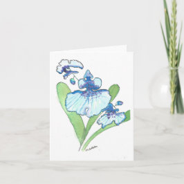 Tarjeta de felicitación Orquídea Azul acuarela con