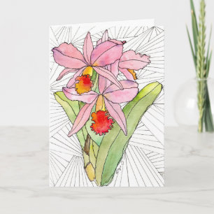 Tarjeta de felicitación - Orquídeas rosadas