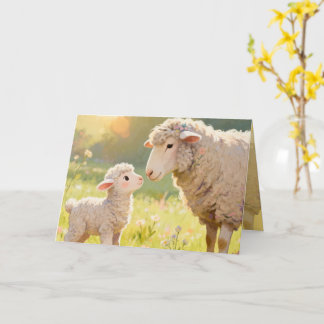 Tarjeta de Felicitación "Oveja Madre y Cordero"
