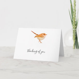 Tarjeta de Felicitación Pajarito Acuarela Pensando