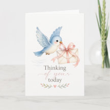 Tarjeta de Felicitación Pájaro Azul Pensando en Ti