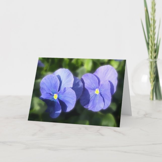 Tarjeta de felicitación - Pansies azules (Anverso)
